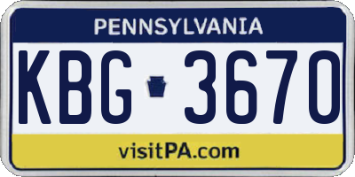PA license plate KBG3670