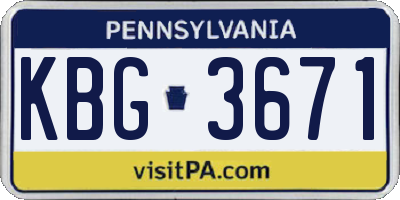 PA license plate KBG3671