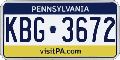 PA license plate KBG3672