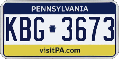 PA license plate KBG3673