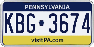 PA license plate KBG3674