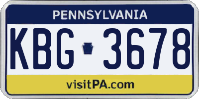 PA license plate KBG3678