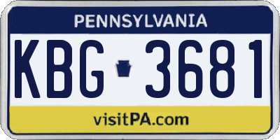 PA license plate KBG3681