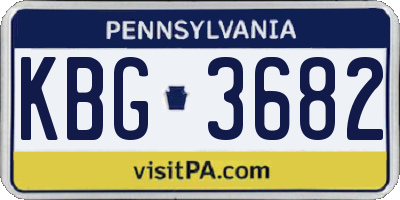 PA license plate KBG3682