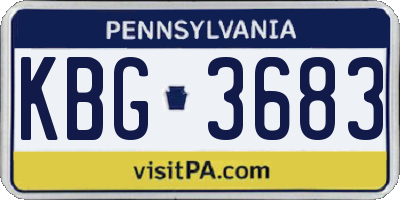 PA license plate KBG3683