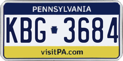 PA license plate KBG3684