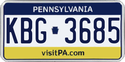 PA license plate KBG3685