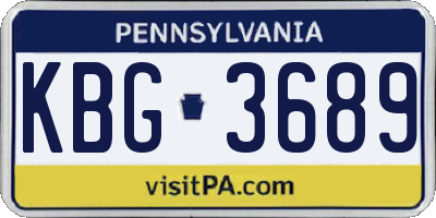 PA license plate KBG3689