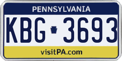 PA license plate KBG3693