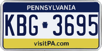PA license plate KBG3695