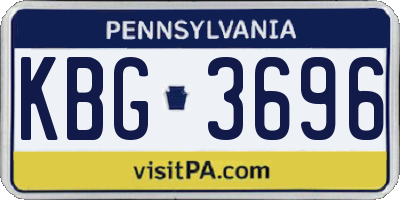 PA license plate KBG3696