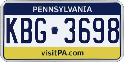 PA license plate KBG3698