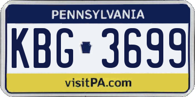 PA license plate KBG3699