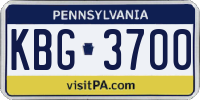 PA license plate KBG3700