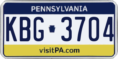 PA license plate KBG3704