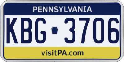 PA license plate KBG3706