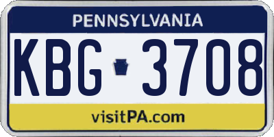 PA license plate KBG3708