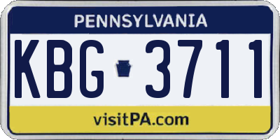 PA license plate KBG3711