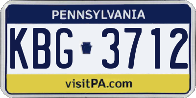 PA license plate KBG3712
