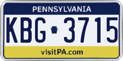 PA license plate KBG3715