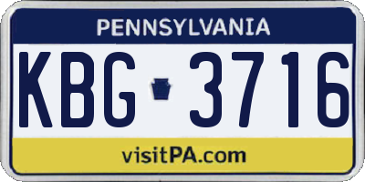 PA license plate KBG3716