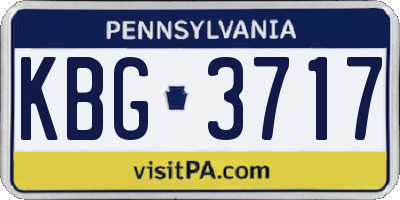 PA license plate KBG3717