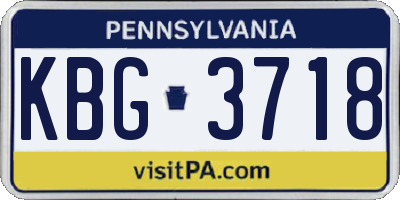PA license plate KBG3718