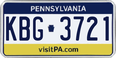 PA license plate KBG3721
