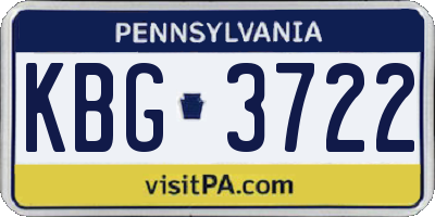 PA license plate KBG3722