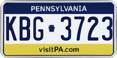 PA license plate KBG3723