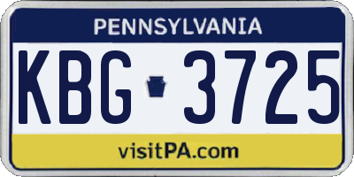 PA license plate KBG3725