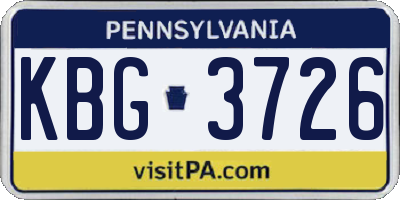 PA license plate KBG3726