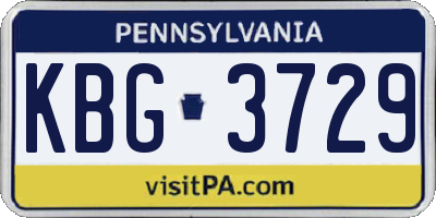 PA license plate KBG3729