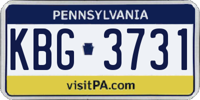 PA license plate KBG3731