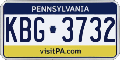 PA license plate KBG3732