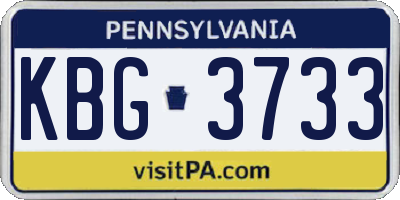 PA license plate KBG3733