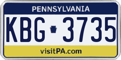 PA license plate KBG3735