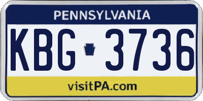 PA license plate KBG3736