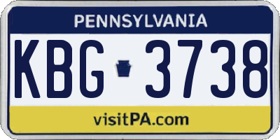 PA license plate KBG3738