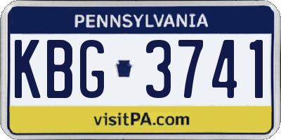 PA license plate KBG3741