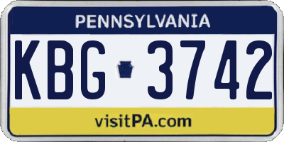 PA license plate KBG3742
