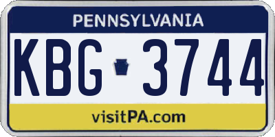 PA license plate KBG3744