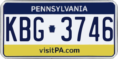 PA license plate KBG3746