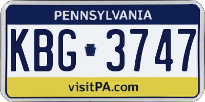 PA license plate KBG3747
