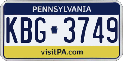 PA license plate KBG3749