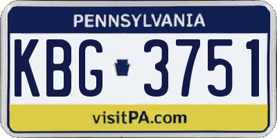 PA license plate KBG3751