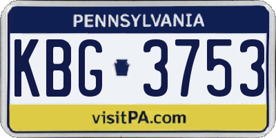 PA license plate KBG3753