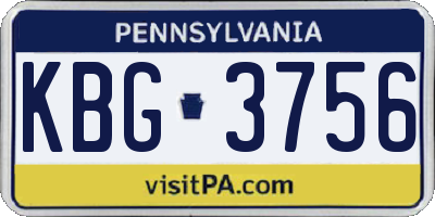 PA license plate KBG3756