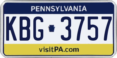 PA license plate KBG3757