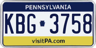 PA license plate KBG3758